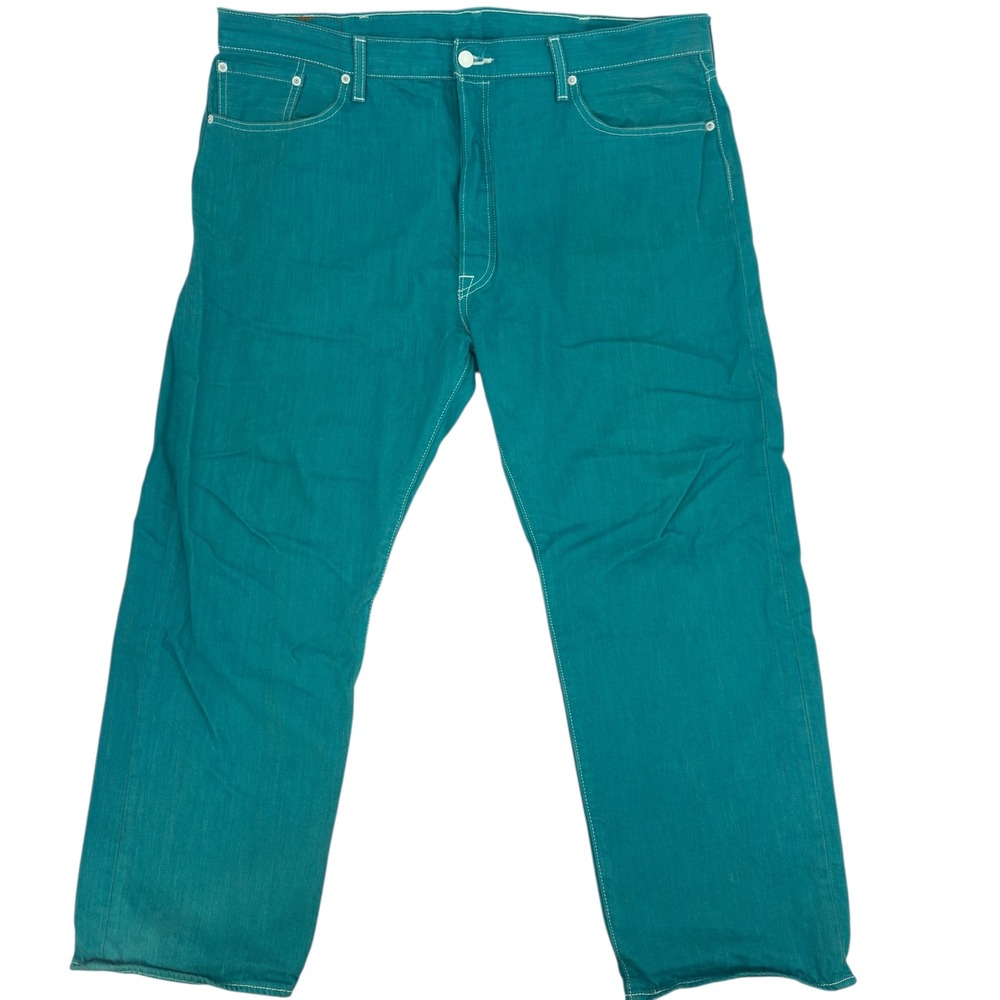 Levi's 501 Original Fit Jeans Mens Teal Green Button Fly 40x28 (Tag 42x30) Rare